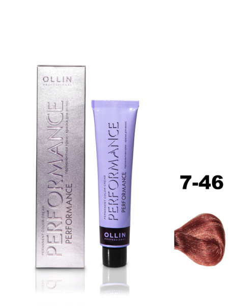 OLLIN PERFORMANCE  7/46 русый медно-красный 60мл Перманентная крем-краска для волос