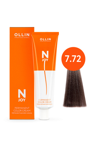 OLLIN "N-JOY"  7/72 – русый коричнево-фиолетовый, перманентная крем-краска для волос 100мл