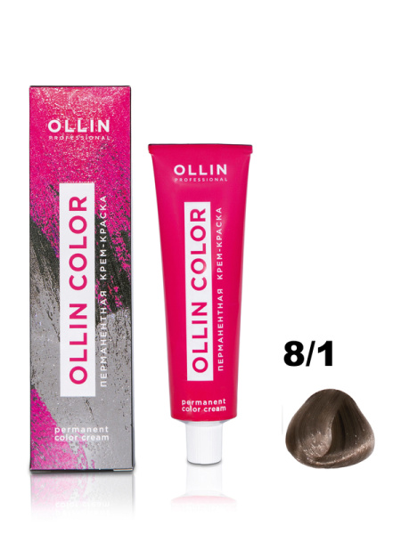OLLIN COLOR  8/1 светло-русый пепельный 100 мл Перманентная крем-краска для волос