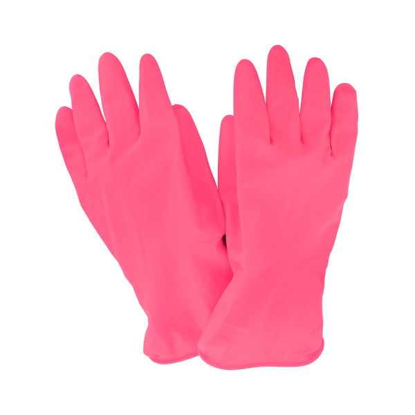 TRY123 Резиновые суперпрочные(КЩС)перчатки с хлопковым напылением MERIDA,розовые(рL)