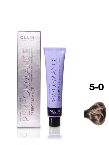 OLLIN PERFORMANCE  5/0 светлый шатен 60мл Перманентная крем-краска для волос