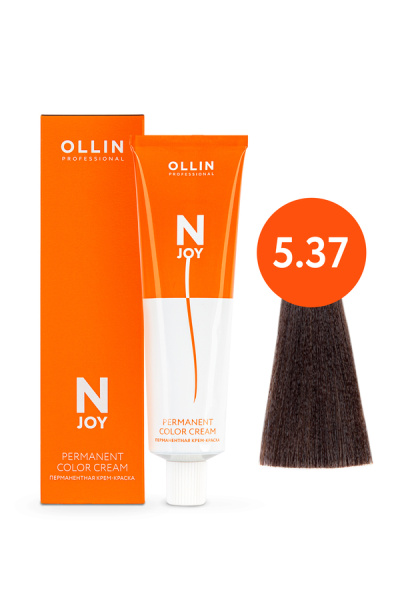 OLLIN "N-JOY"  5/37 – светлый шатен золотисто-коричневый, перманентная крем-краска для волос 100мл 
