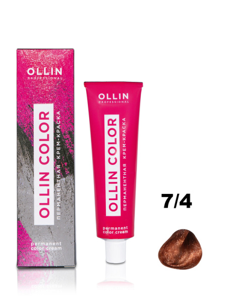 OLLIN COLOR  7/4 русый медный 60мл Перманентная крем-краска для волос
