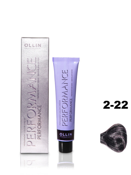 OLLIN PERFORMANCE  2/22 черный фиолетовый 60мл Перманентная крем-краска для волос